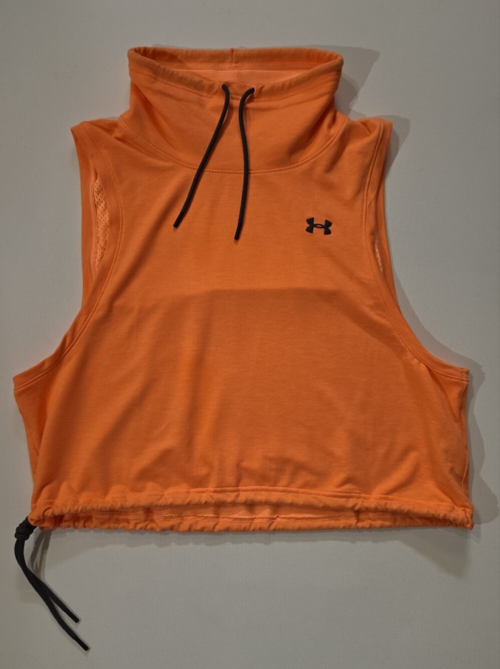 Under Armour Featherweight Fleece Funnel Neck Crop Top Women XL Loose Fit Orange